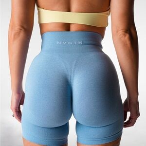 NVGTN Women's High-Waist Athletic Shorts in Light Blue